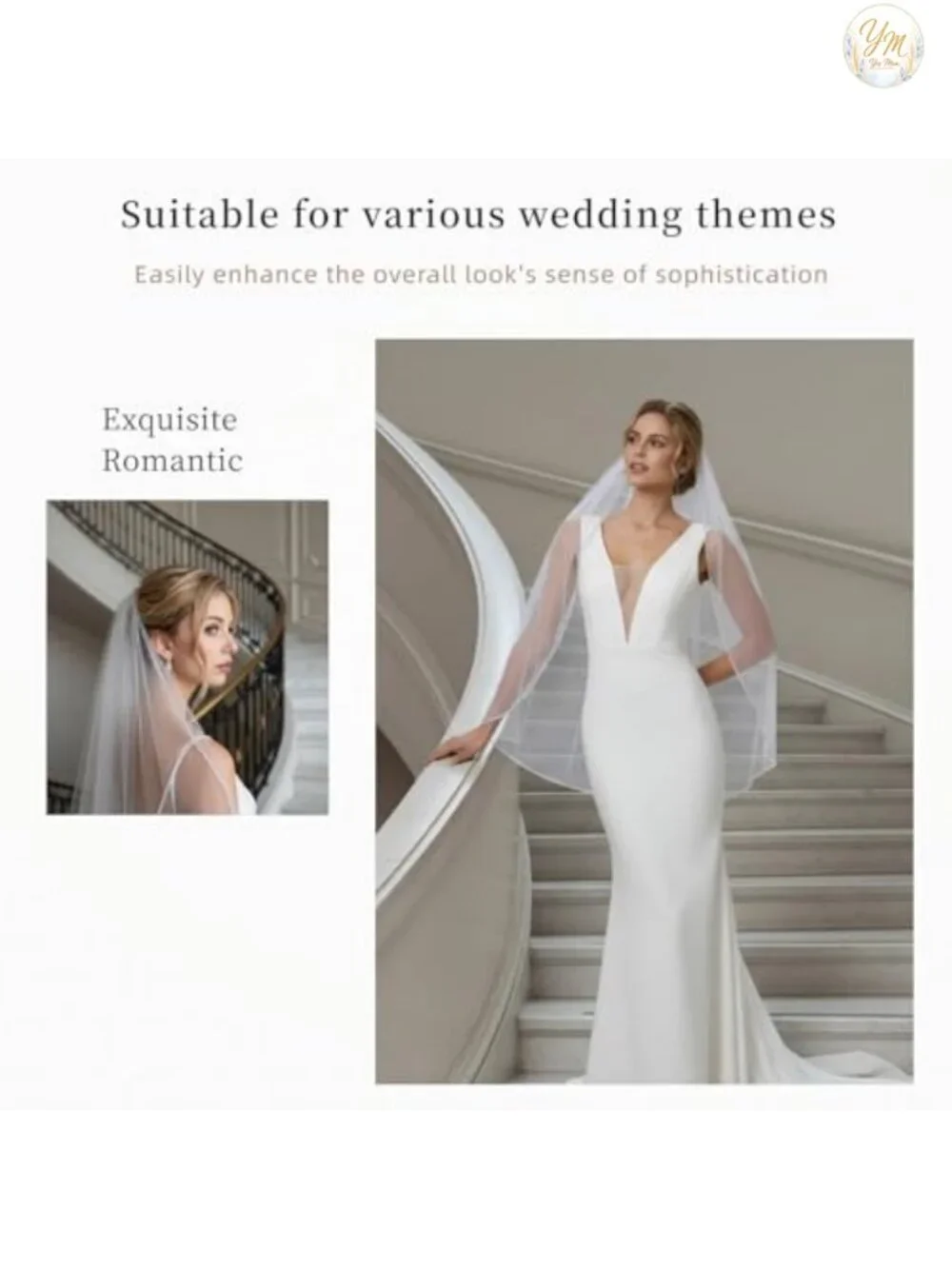 Fingertip Wedding Veil Tulle Hand-Stitched Pearls Crystals Comb